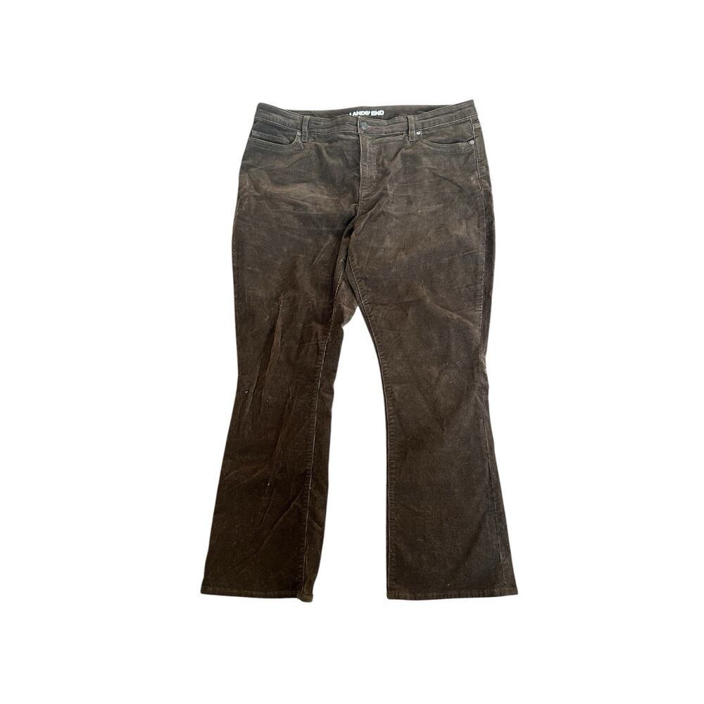 Lands End Brown Corduroy Mid Rise Bootcut Pants Size 18 Stretch